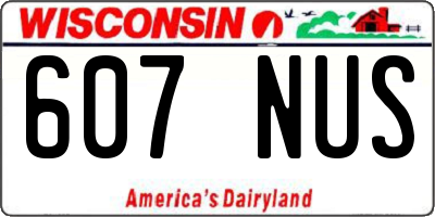 WI license plate 607NUS