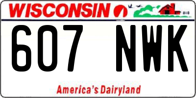 WI license plate 607NWK