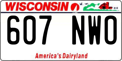 WI license plate 607NWO