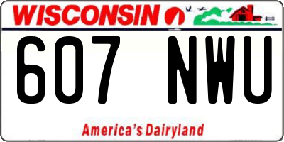 WI license plate 607NWU