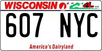 WI license plate 607NYC