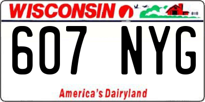 WI license plate 607NYG
