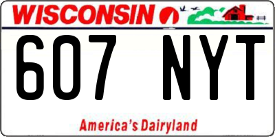 WI license plate 607NYT