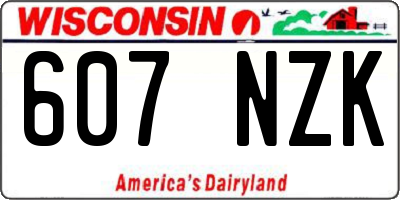 WI license plate 607NZK