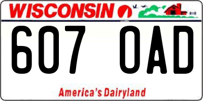 WI license plate 607OAD