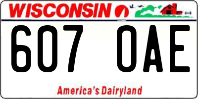 WI license plate 607OAE