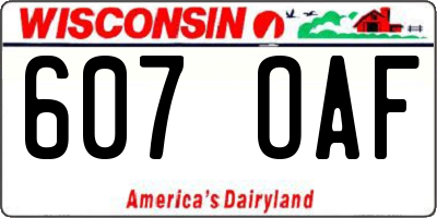 WI license plate 607OAF