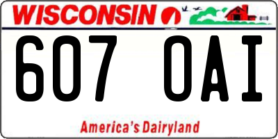 WI license plate 607OAI
