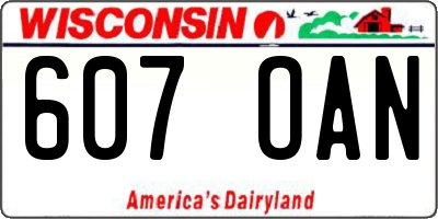 WI license plate 607OAN