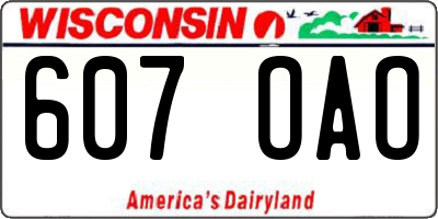 WI license plate 607OAO