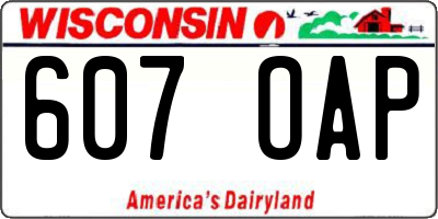 WI license plate 607OAP