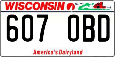 WI license plate 607OBD