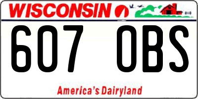 WI license plate 607OBS