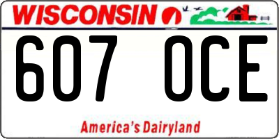 WI license plate 607OCE