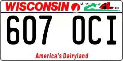 WI license plate 607OCI