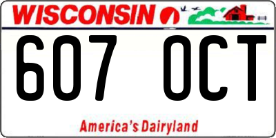 WI license plate 607OCT