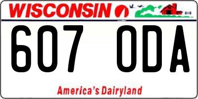 WI license plate 607ODA