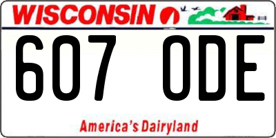 WI license plate 607ODE