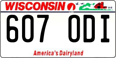 WI license plate 607ODI
