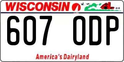 WI license plate 607ODP