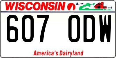 WI license plate 607ODW