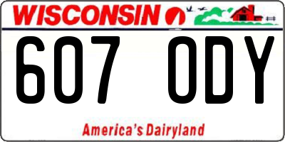 WI license plate 607ODY