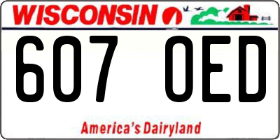 WI license plate 607OED