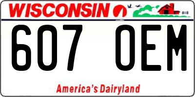 WI license plate 607OEM