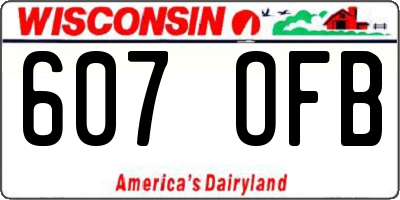 WI license plate 607OFB
