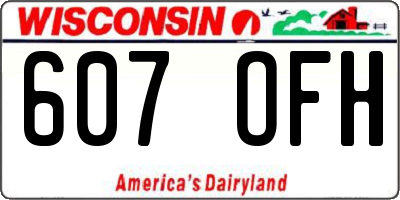 WI license plate 607OFH