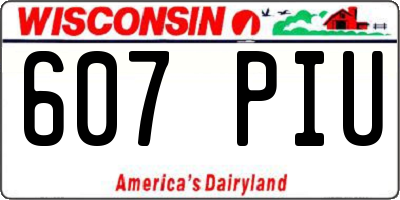 WI license plate 607PIU