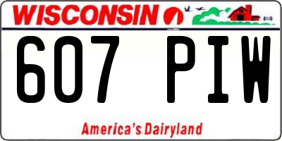WI license plate 607PIW