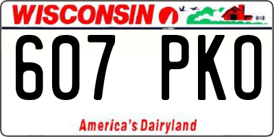 WI license plate 607PKO