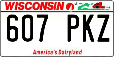 WI license plate 607PKZ