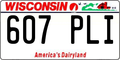 WI license plate 607PLI