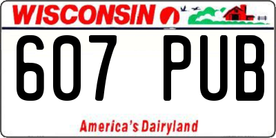 WI license plate 607PUB