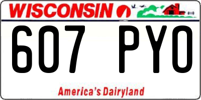 WI license plate 607PYO