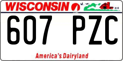 WI license plate 607PZC