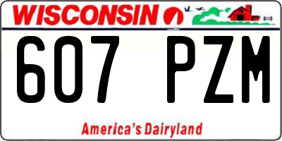 WI license plate 607PZM