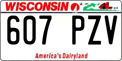 WI license plate 607PZV