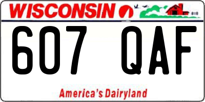 WI license plate 607QAF