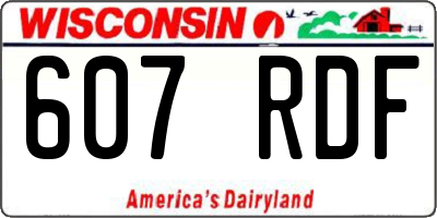 WI license plate 607RDF