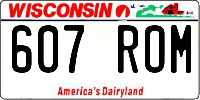 WI license plate 607ROM