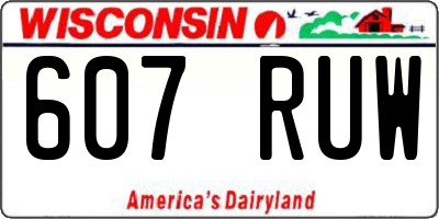 WI license plate 607RUW
