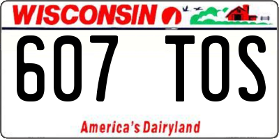 WI license plate 607TOS