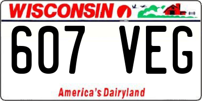 WI license plate 607VEG
