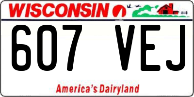 WI license plate 607VEJ