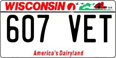 WI license plate 607VET