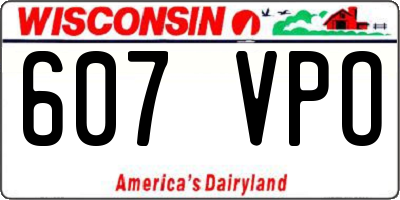WI license plate 607VPO