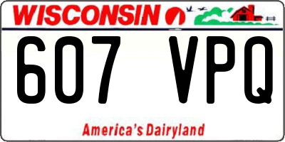 WI license plate 607VPQ